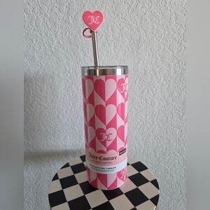 NWT Juicy Couture Pink Heart Stainless Steel Tumbler 24oz